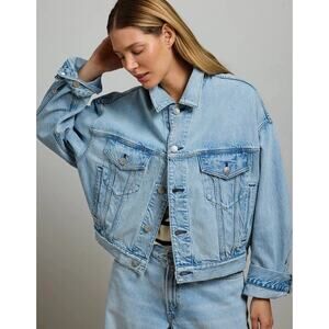 VTG American Eagle Womens Oversized Denim Jean Jacket M Blue 90s Classic Retro